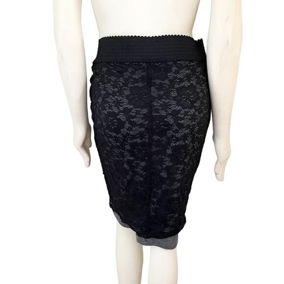 MAURICES Lace Overlay Stretchy Pencil Skirt in Black SZ M - Picture 5 of 9